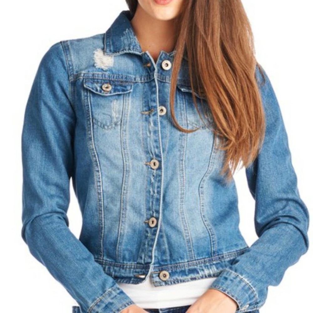 Ci Sono by Calvalini Cropped Denim Jacket Junior Size Large